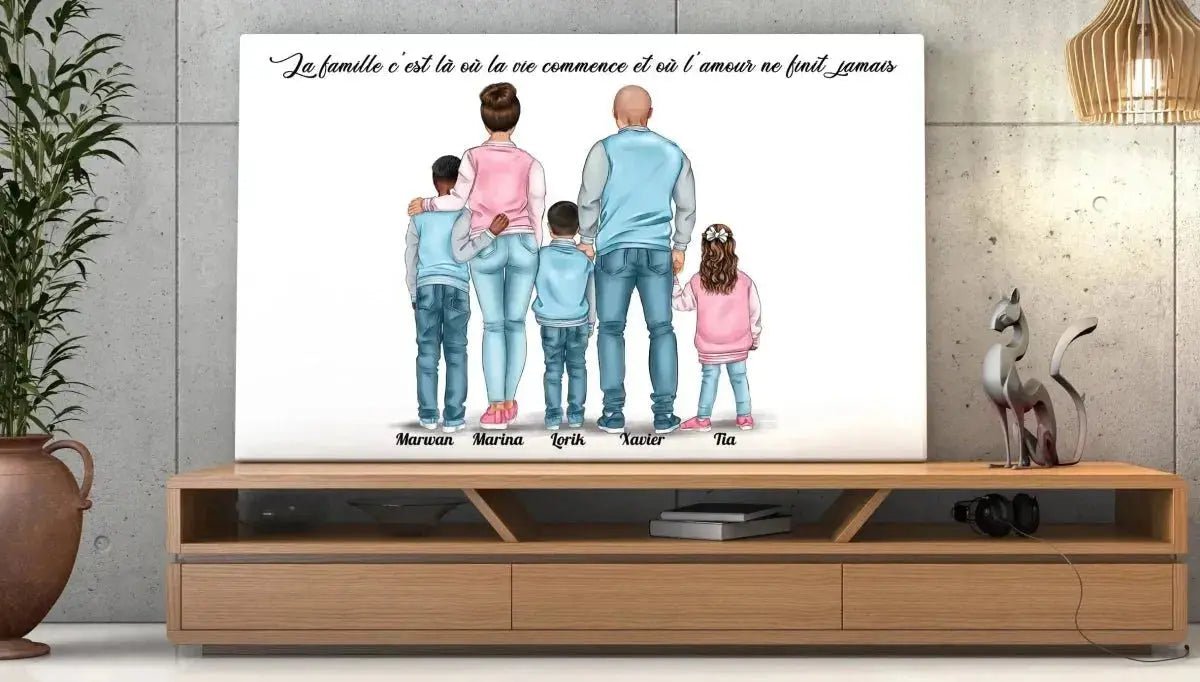Tableau Famille Personnalisé | Toile et Cadre Famille | Toile Unique