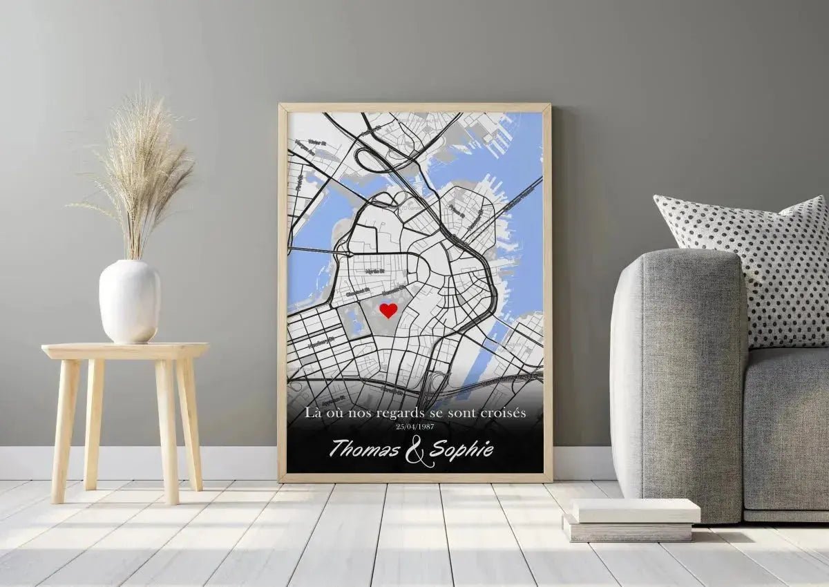 Tableau Lieu de Rencontre - Cadeau idéal pour Couple – Toile Unique