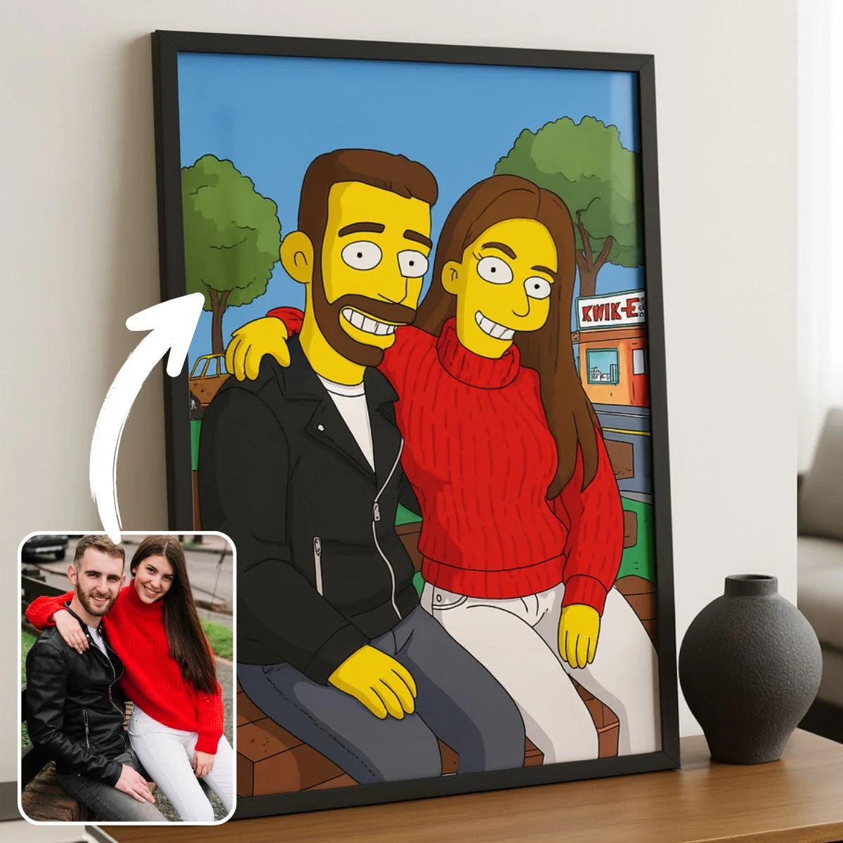 Portrait personnalisé style Simpson Toile Unique