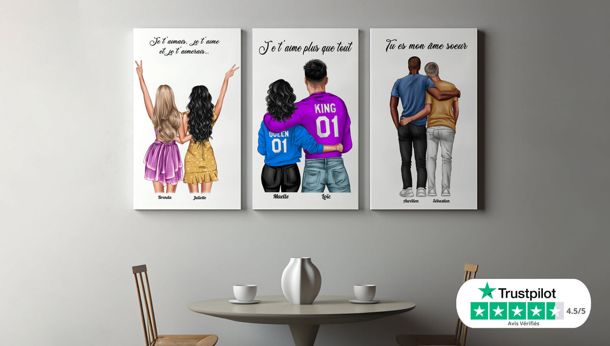 Tableau Personnalisé Amie – Toile Unique Tableau Personnalisé – KJWBU