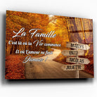 Tableau prénoms - route d'automne (famille) Toile Unique.fr