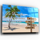 Tableau prénoms - plage et cocotiers (famille) Toile Unique.fr