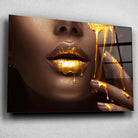 Tableau Lèvre et or liquide Toile Unique.fr