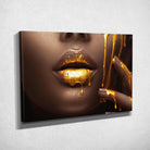 Tableau Lèvre et or liquide Toile Unique.fr