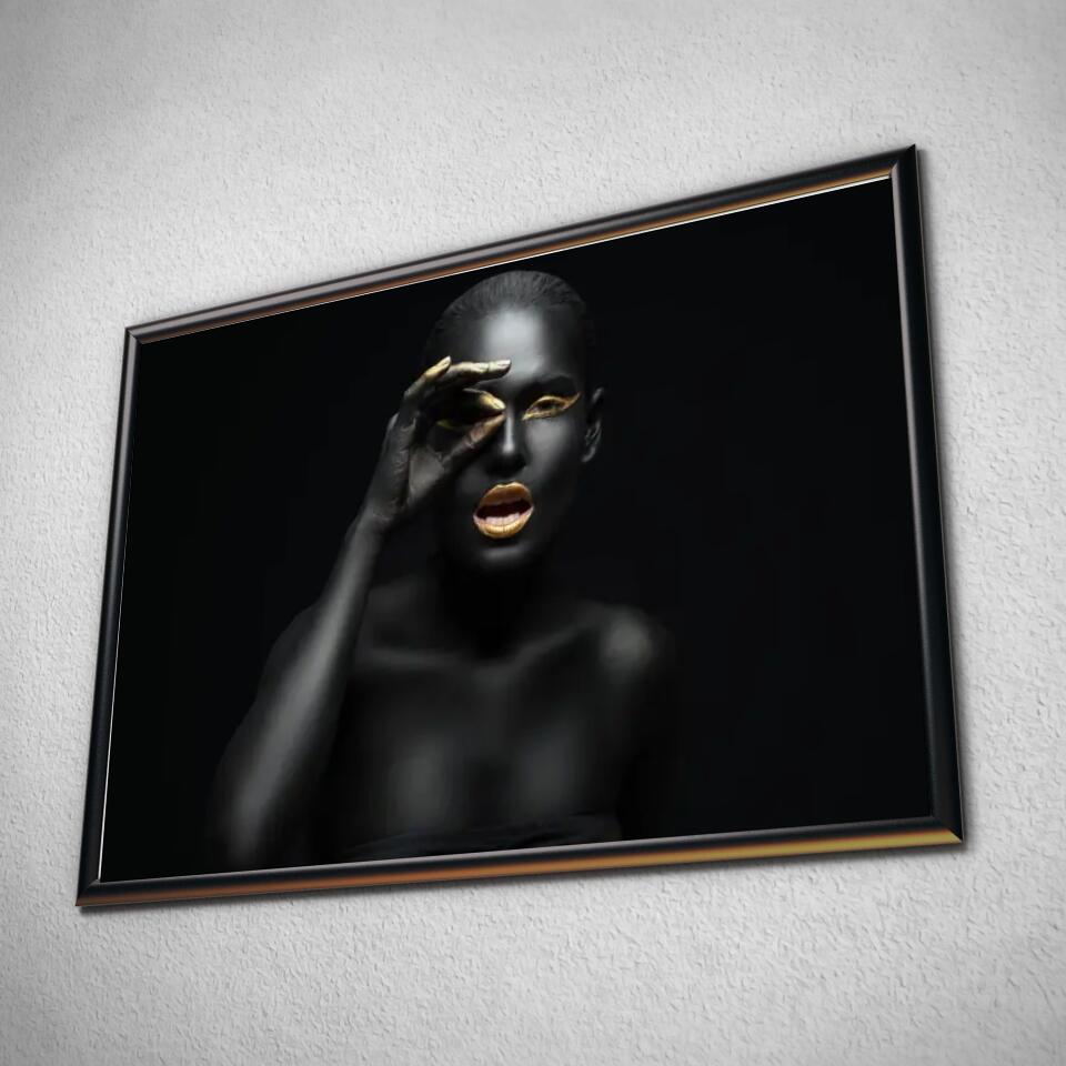 Tableau Femme en noir et or Toile Unique.fr