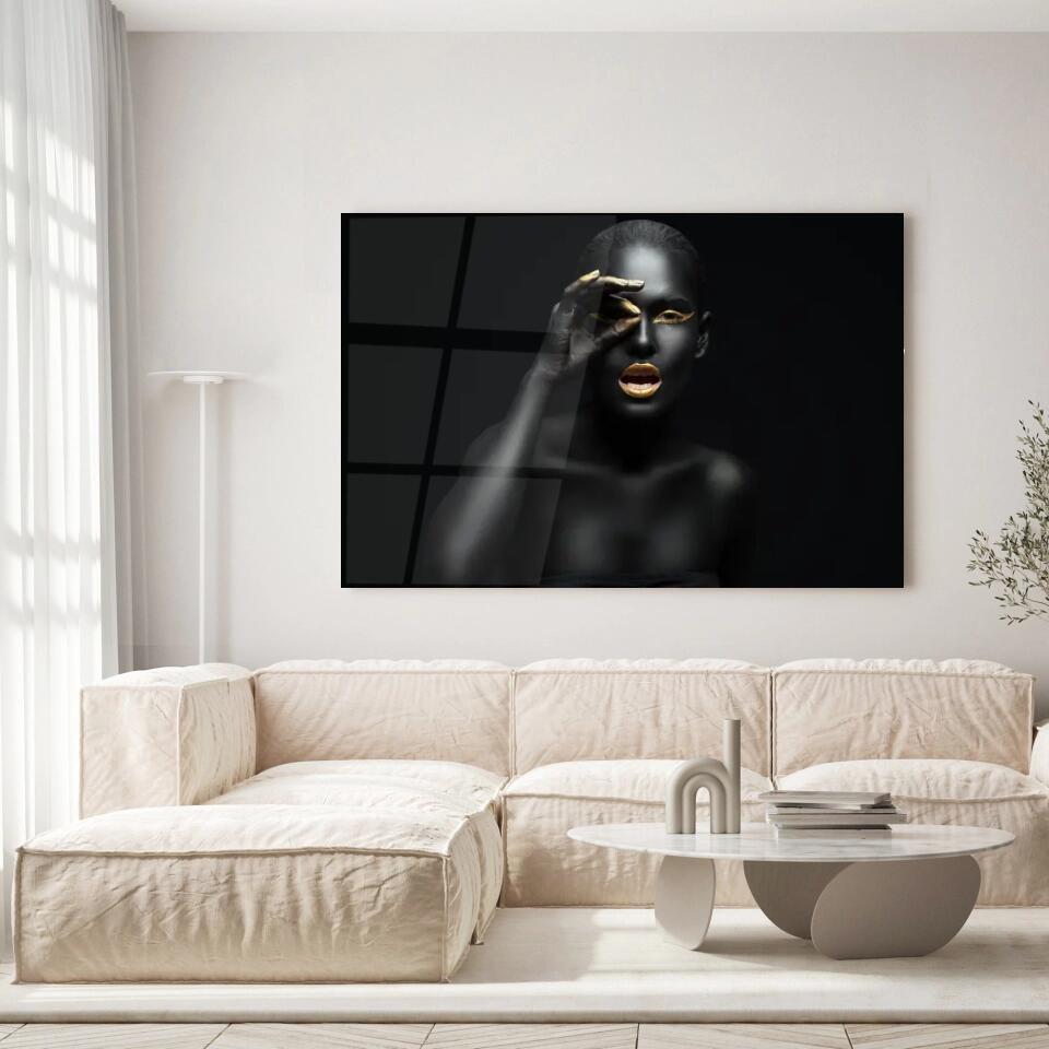 Tableau Femme en noir et or Toile Unique.fr