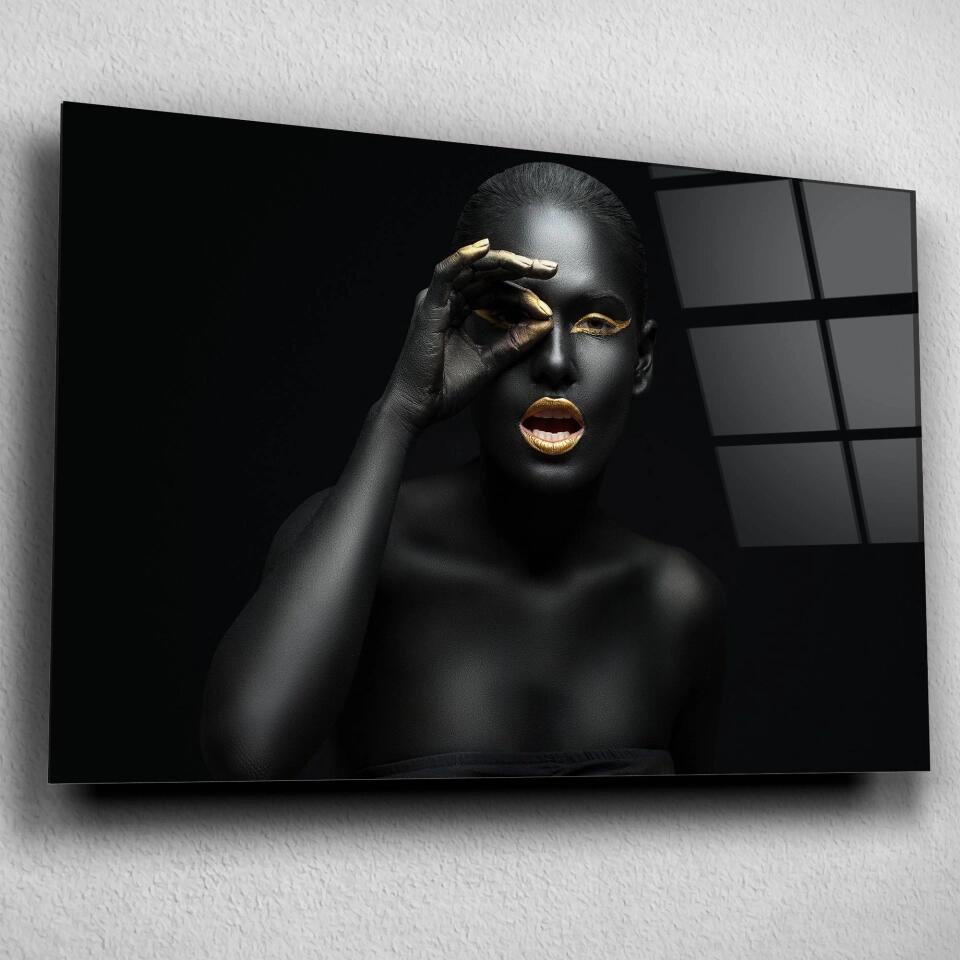 Tableau Femme en noir et or Toile Unique.fr