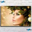 Tableau Femme noël en or Toile Unique.fr