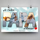 Tableau Famille - Lettres PAPA Photo personnalisée Toile Unique.fr