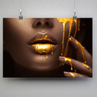 Tableau Lèvre et or liquide Toile Unique.fr