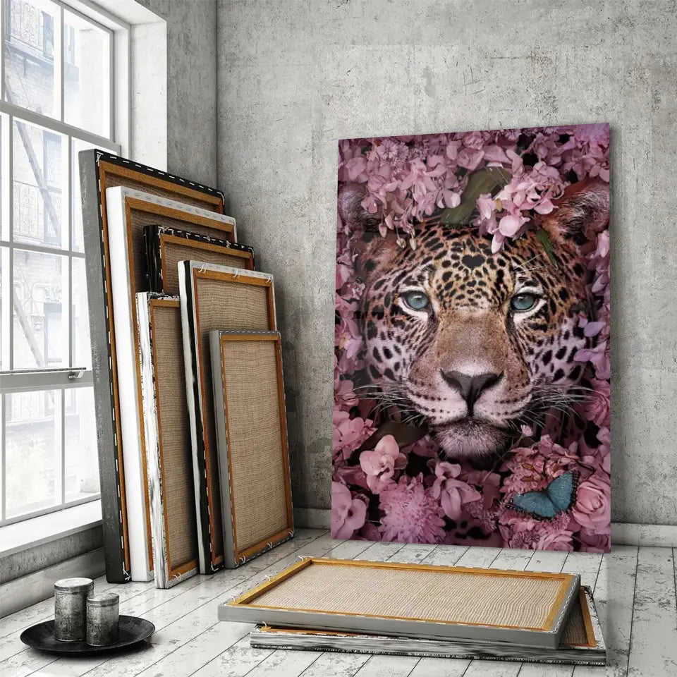Tableau léopard feuillage Toile Unique.fr