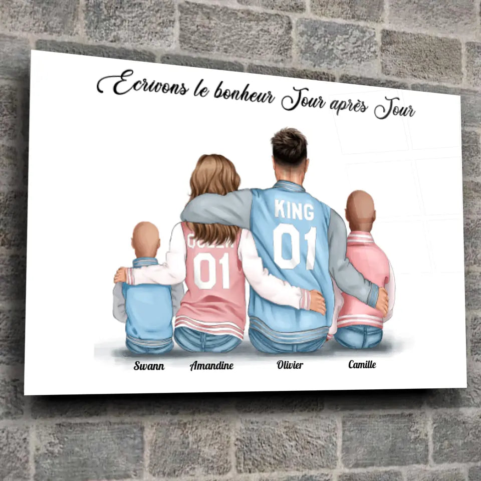 Tableau personnages - Famille 2 enfants Toile Unique.fr