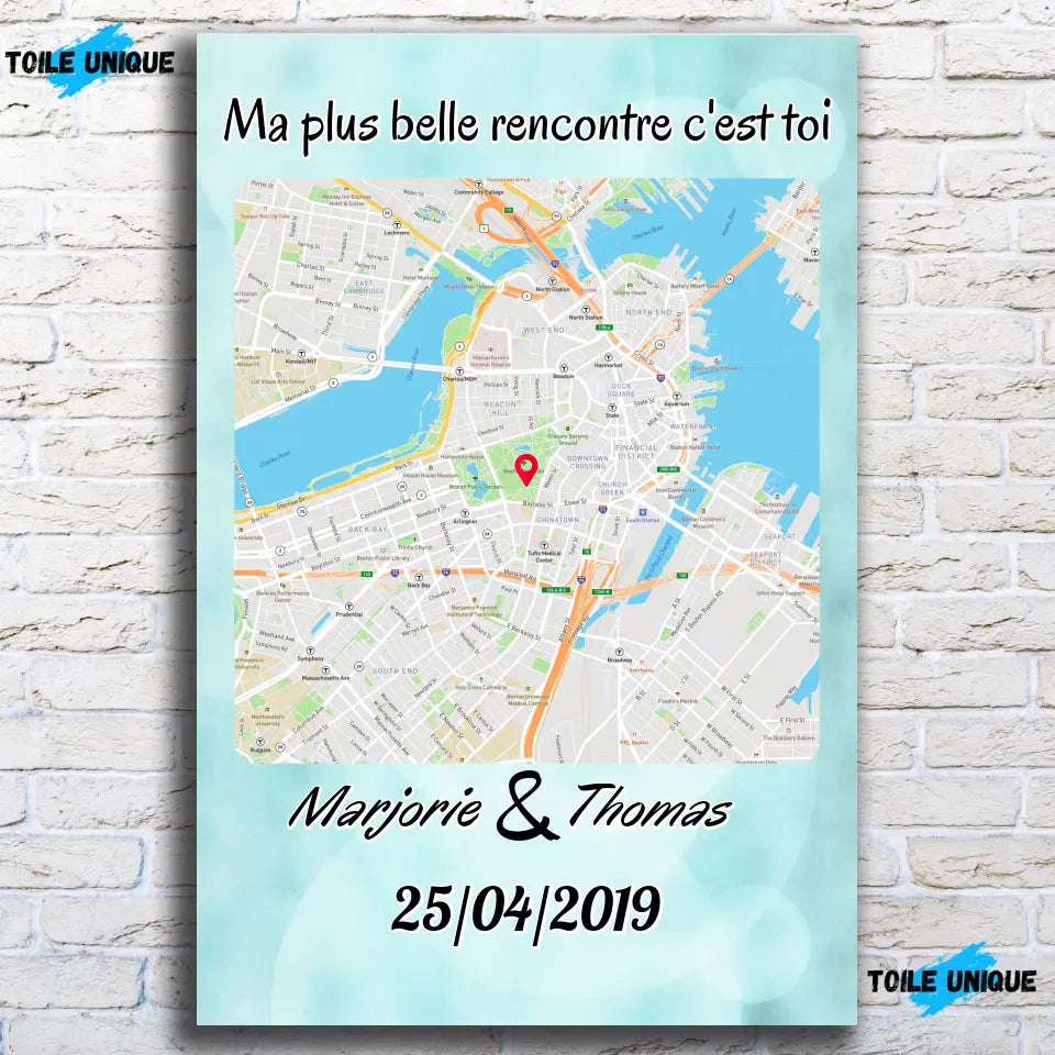 Tableau Maps Style - Carré Toile Unique.fr
