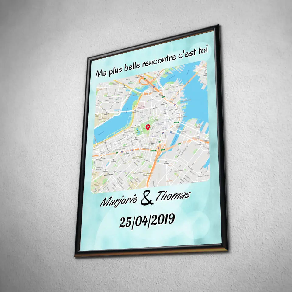 Tableau Maps Style - Carré Toile Unique.fr