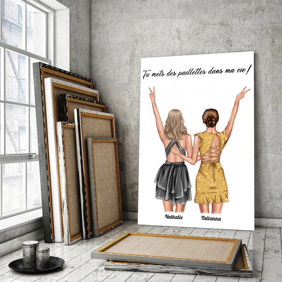 Tableau personnages -Couple de femmes Toile Unique.fr
