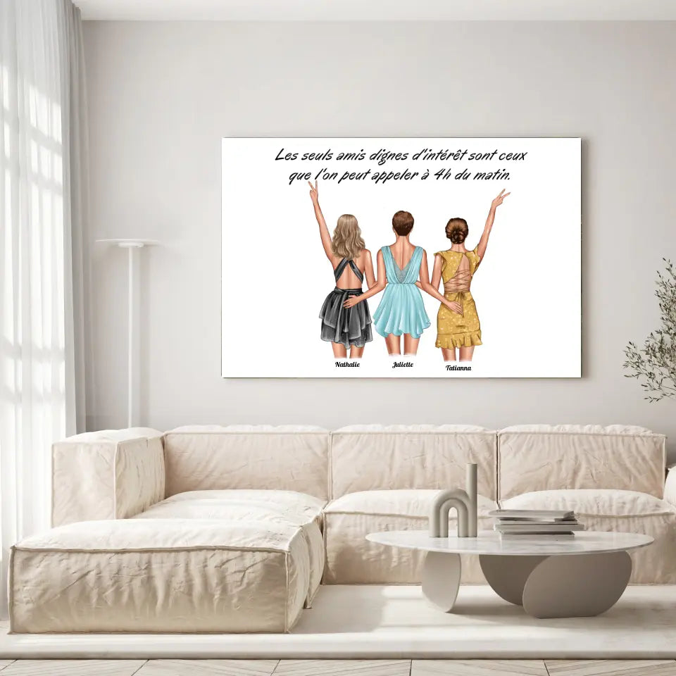Tableau personnages - Groupe de copines Toile Unique.fr