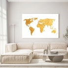 Tableau Décoratif - Map Monde Fond Blanc Toile Unique.fr