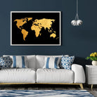 Tableau Décoratif - Map Monde Fond Noir Toile Unique.fr