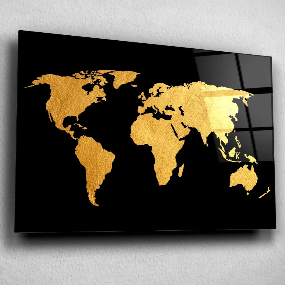 Tableau Décoratif - Map Monde Fond Noir Toile Unique.fr