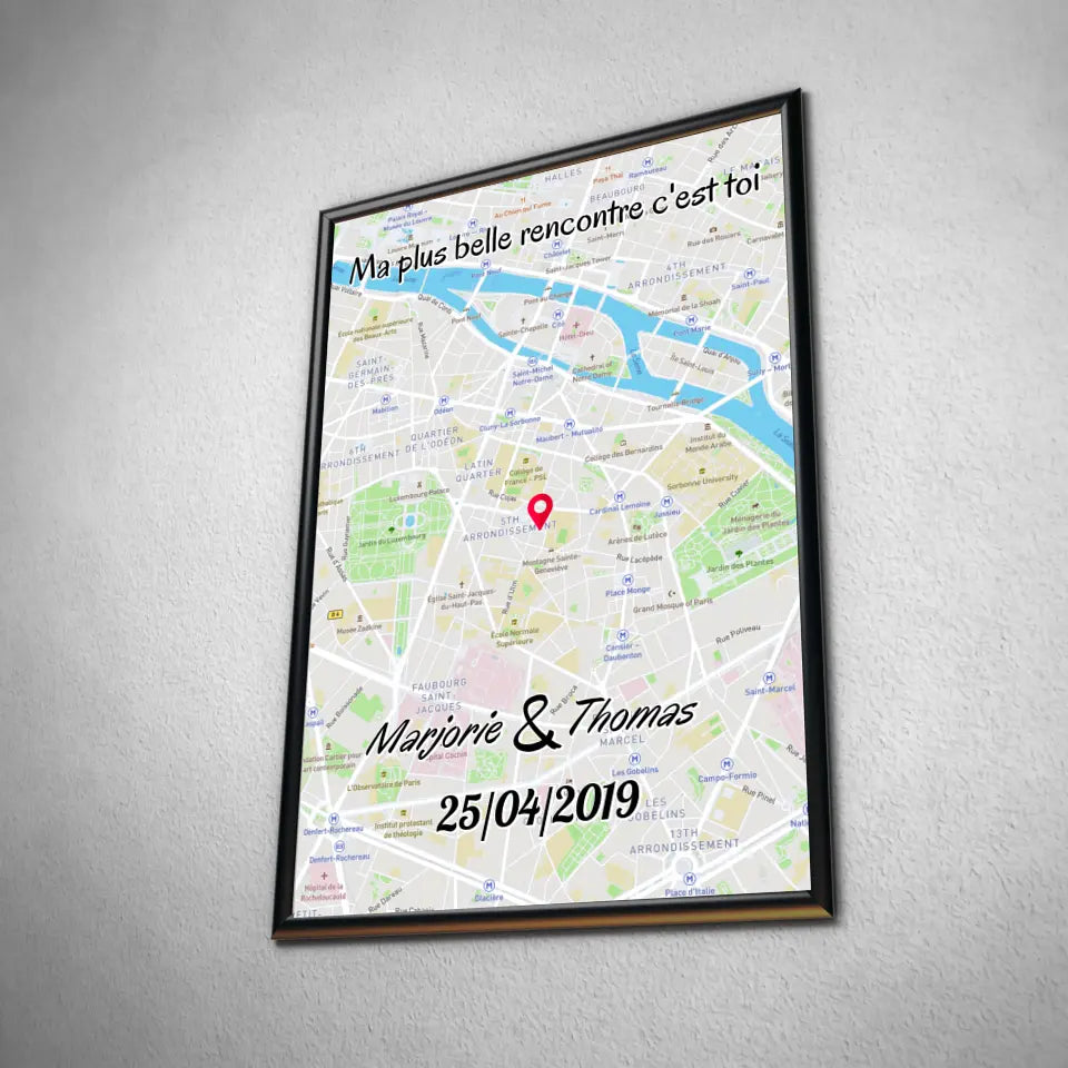 Tableau Maps Style - Cadre total Toile Unique.fr