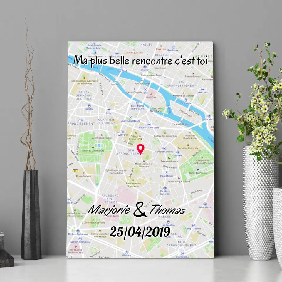 Tableau Maps Style - Cadre total Toile Unique.fr