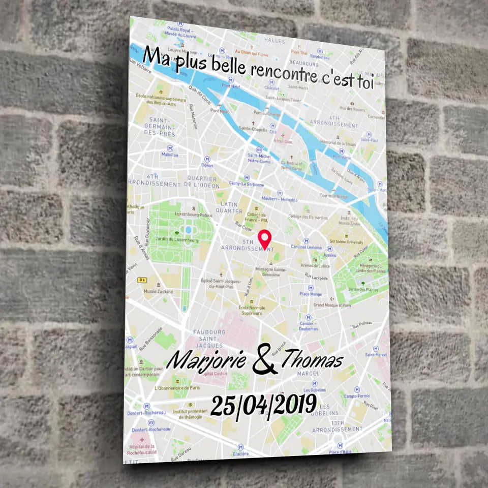 Tableau Maps Style - Cadre total Toile Unique.fr