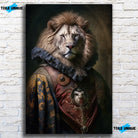 Tableau Aristocratique Lion Royal en Tenue d'Époque Toile Unique.fr