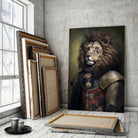 Tableau Lion avec Couronne et Armure Médiévale Toile Unique.fr