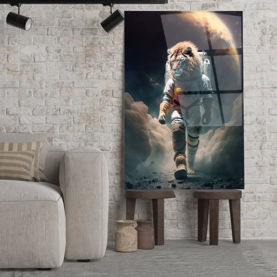 Tableau Lion Astronaute Toile Unique.fr