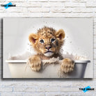 Tableau Lionceau dans la Baignoire Toile Unique.fr