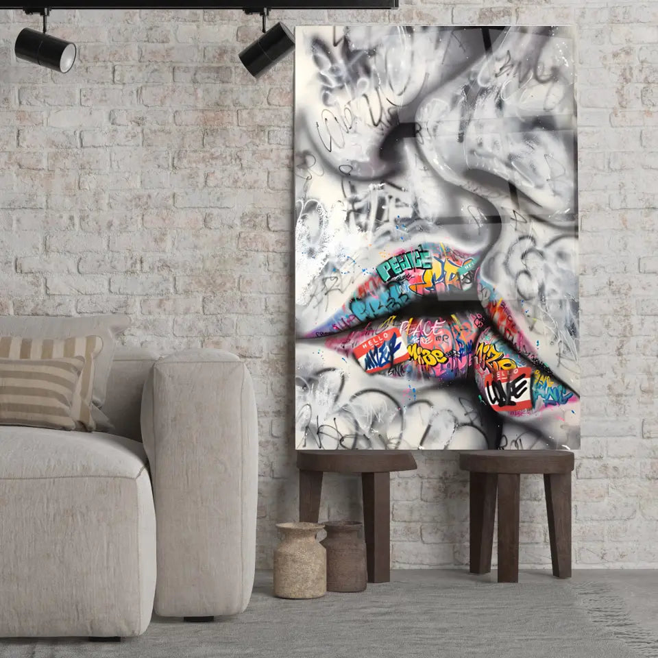 Tableau Street Art Baiser Urbain Toile Unique.fr