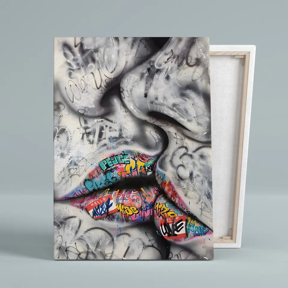 Tableau Street Art Baiser Urbain Toile Unique.fr