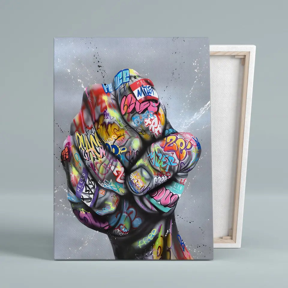 Tableau Street Art Poing de Révolte Toile Unique.fr