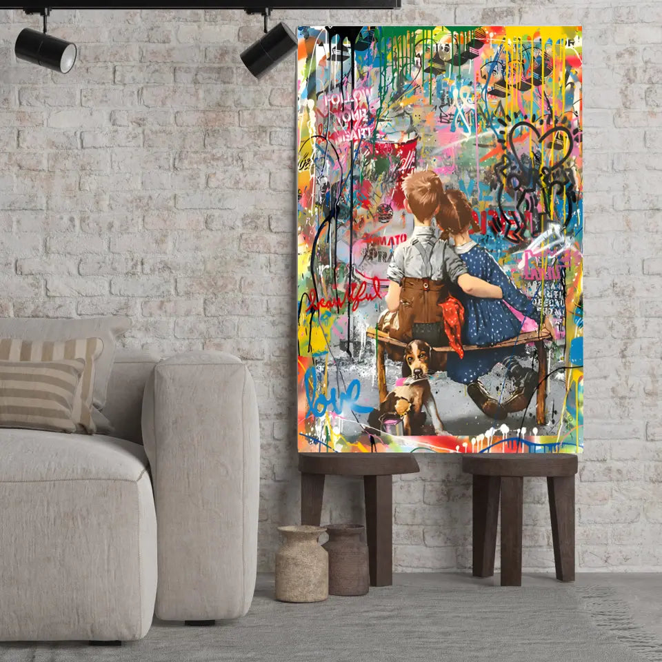 Tableau Street Art Complicité Urbaine Toile Unique.fr