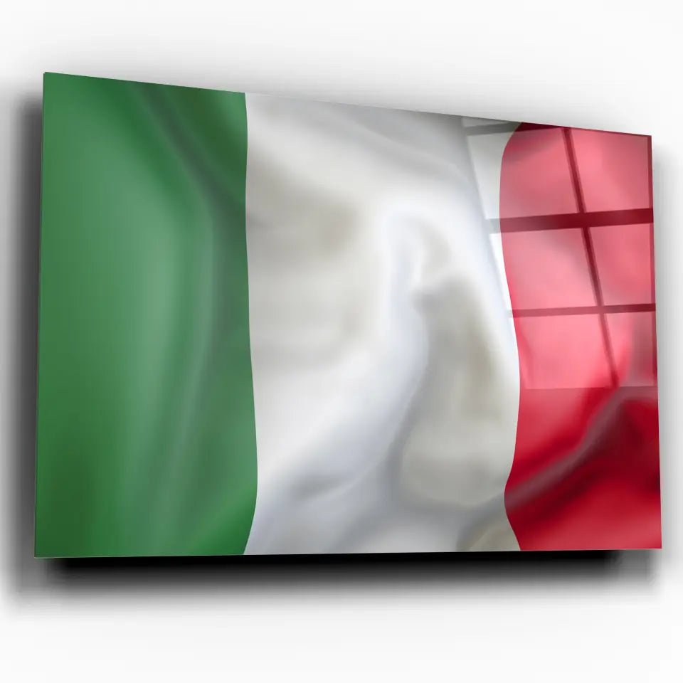 Tulup Horloge murale en verre image 60x30 cm Drapeau Italien