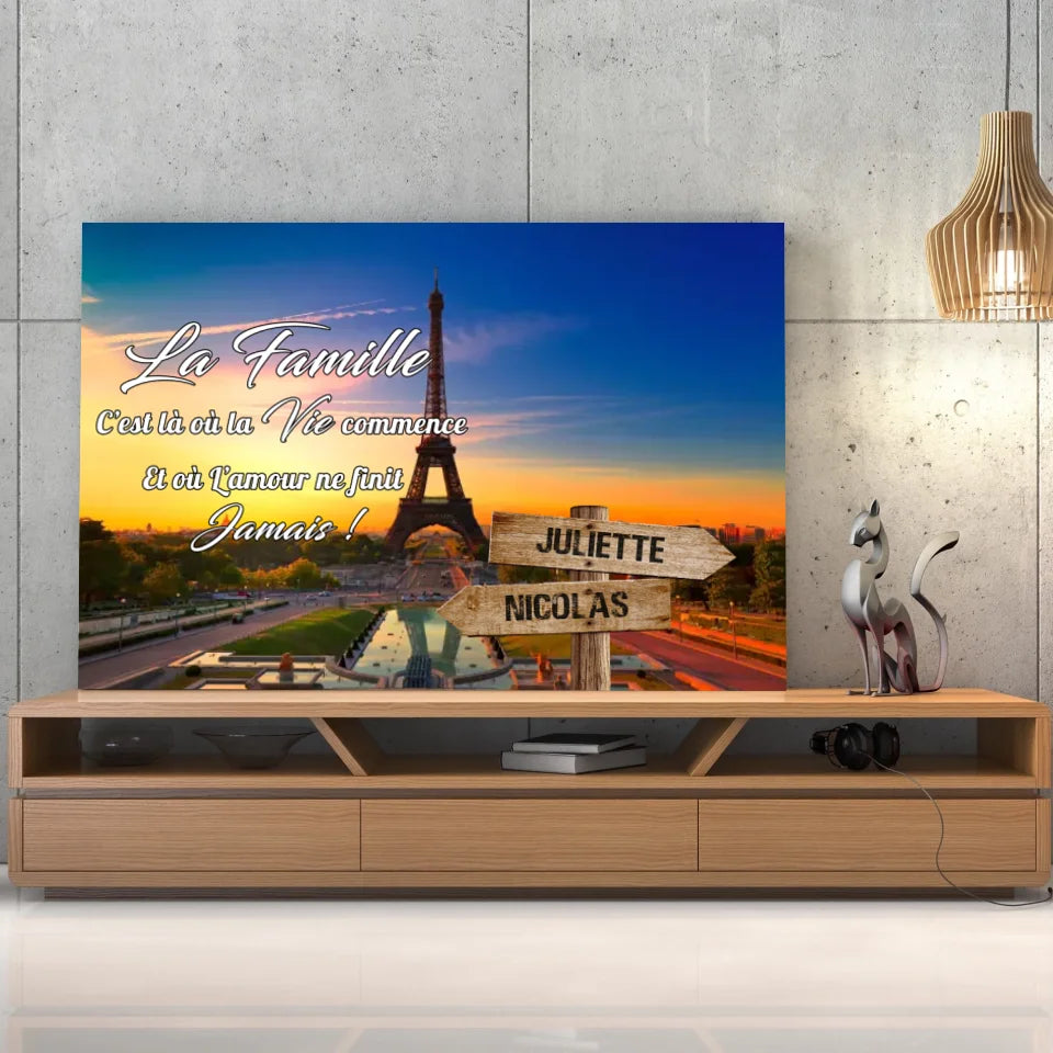 Tableau prénoms - Tour Eiffel de Paris Toile Unique.fr