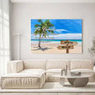 Tableau prénoms - plage et cocotiers (famille) Toile Unique.fr