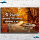 Tableau prénoms - route d'automne (famille) Toile Unique.fr