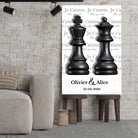 Tableau couple Roi et Reine échiquier Toile Unique
