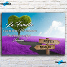 Tableau prénoms - Arbre cœur et champ violet Toile Unique.fr