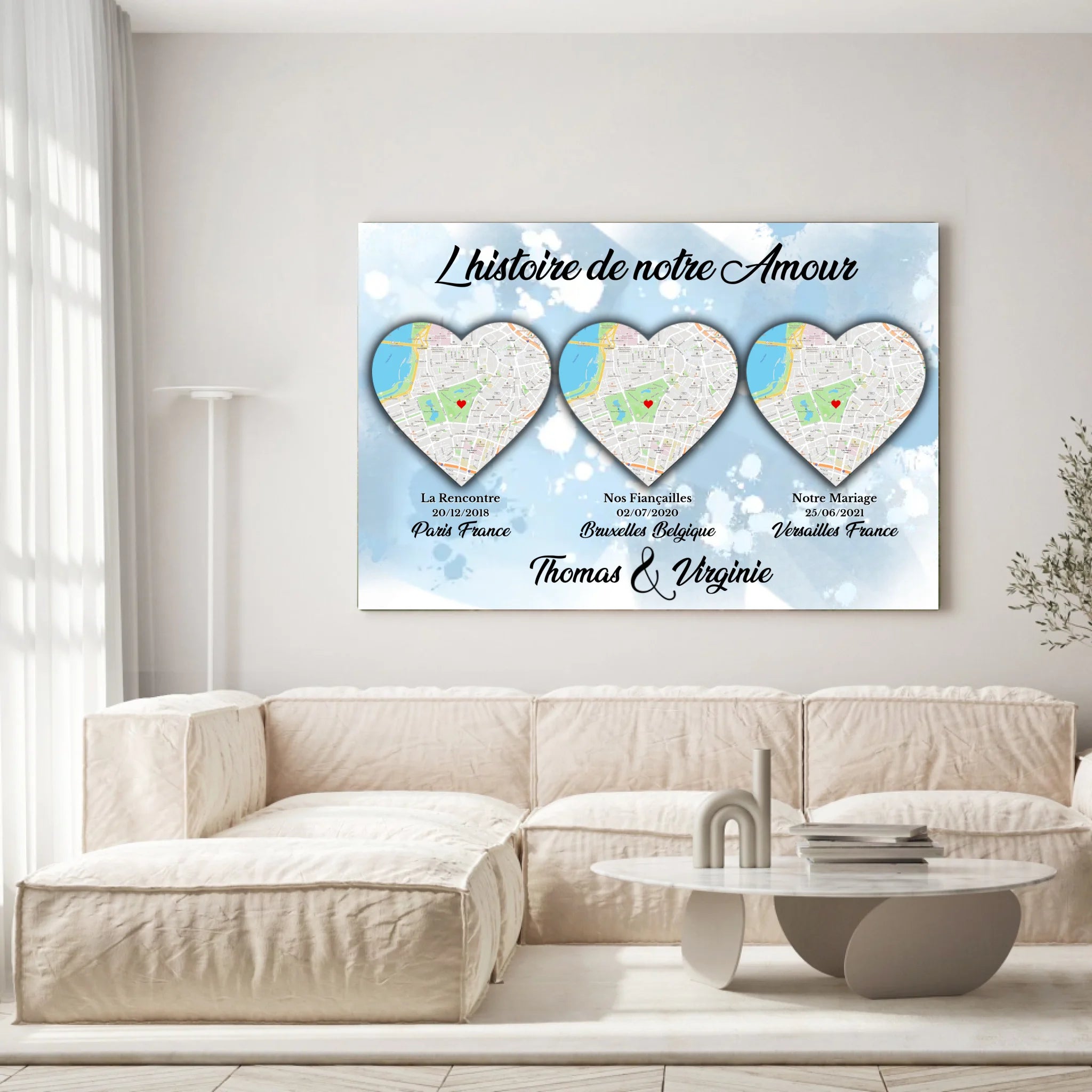 Tableau Lieu de Rencontre - Histoire de notre amour Toile Unique.fr