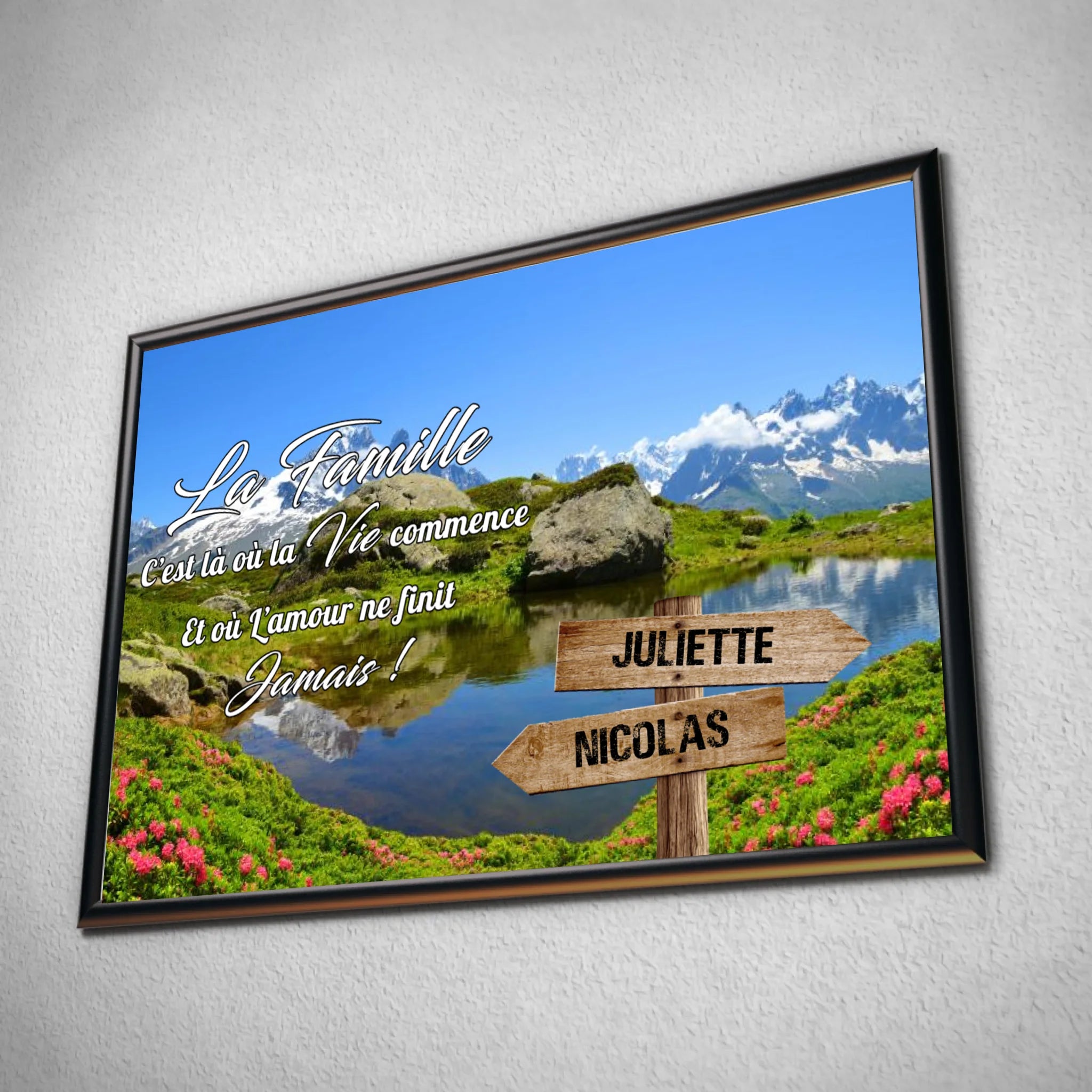 Tableau prénoms - plaine et montagne (famille) Toile Unique.fr