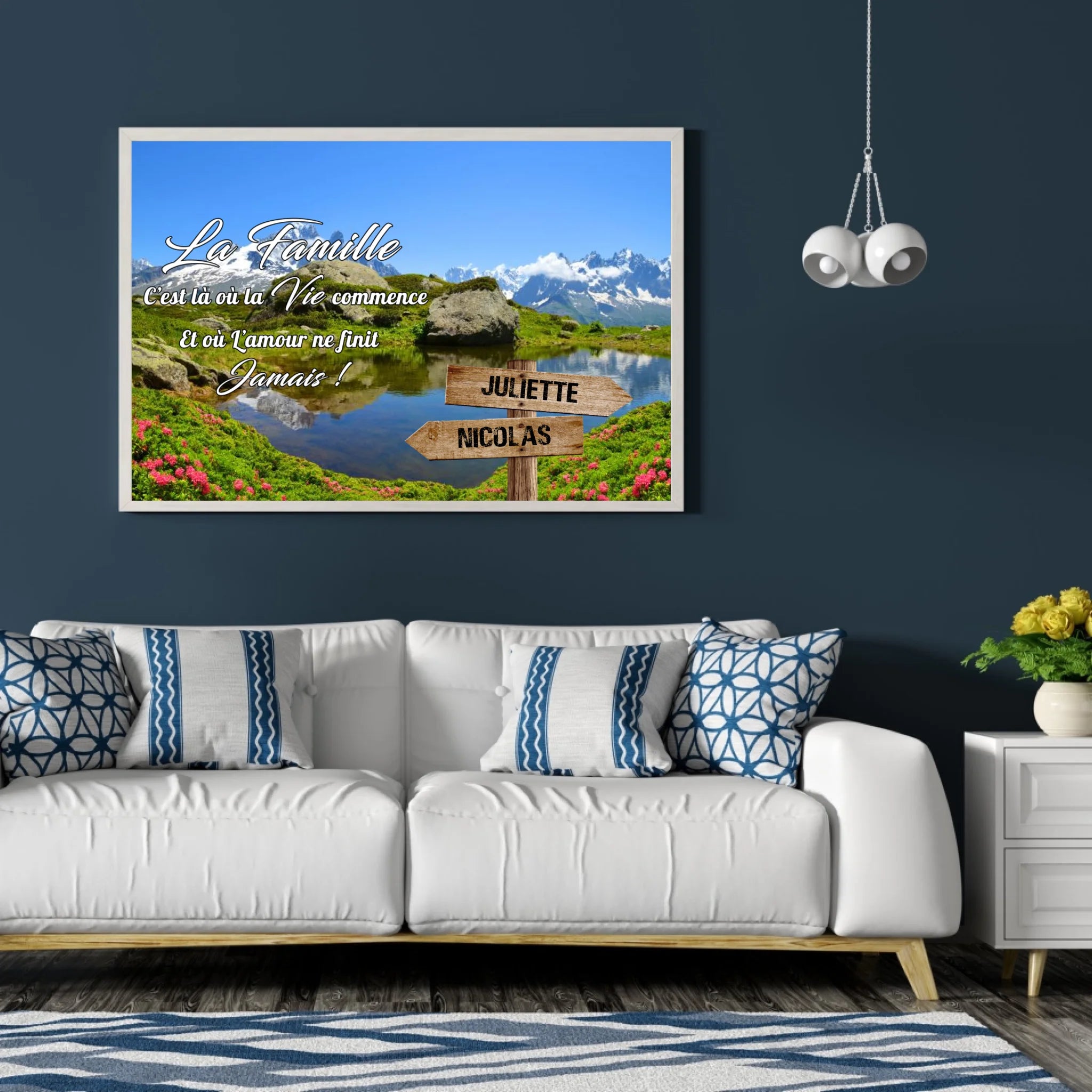 Tableau prénoms - plaine et montagne (famille) Toile Unique.fr