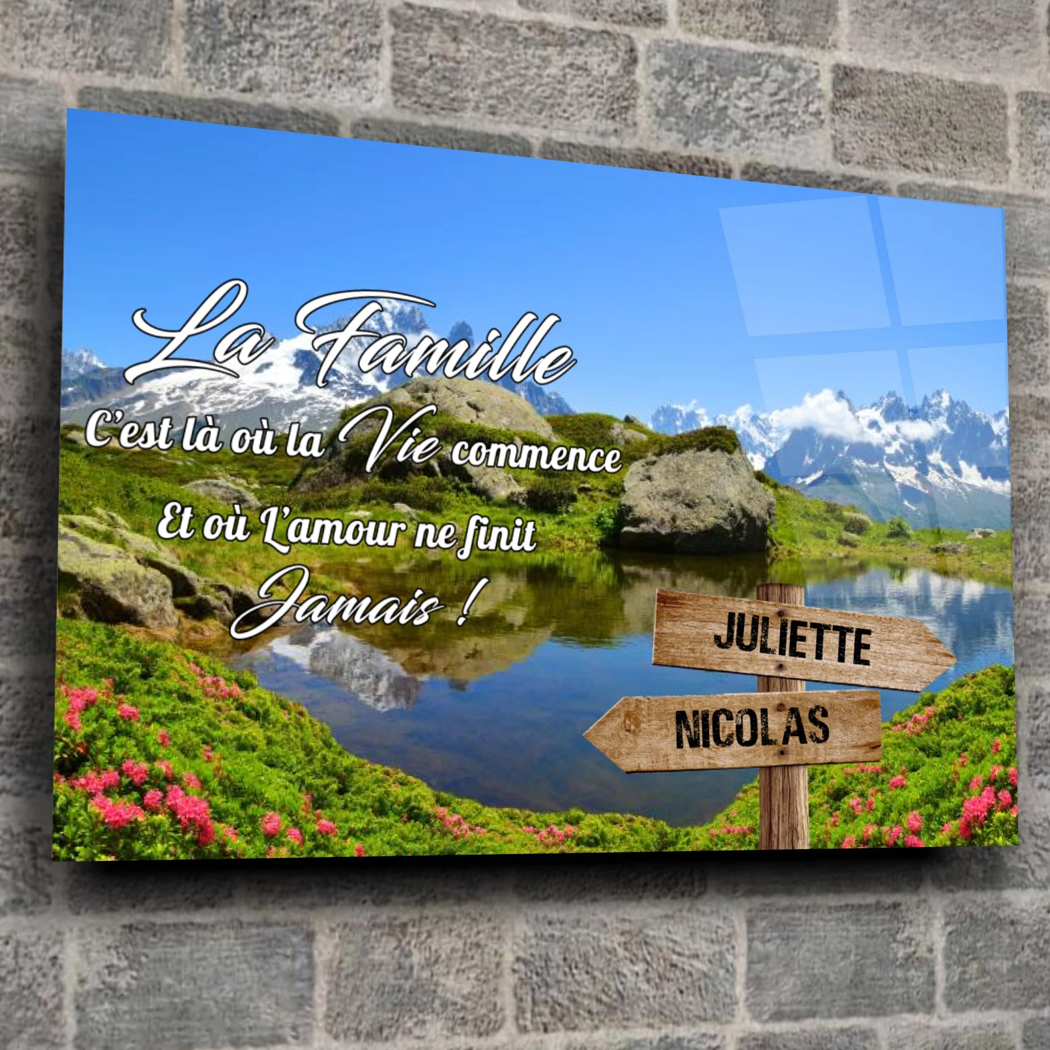 Tableau prénoms - plaine et montagne (famille) Toile Unique.fr