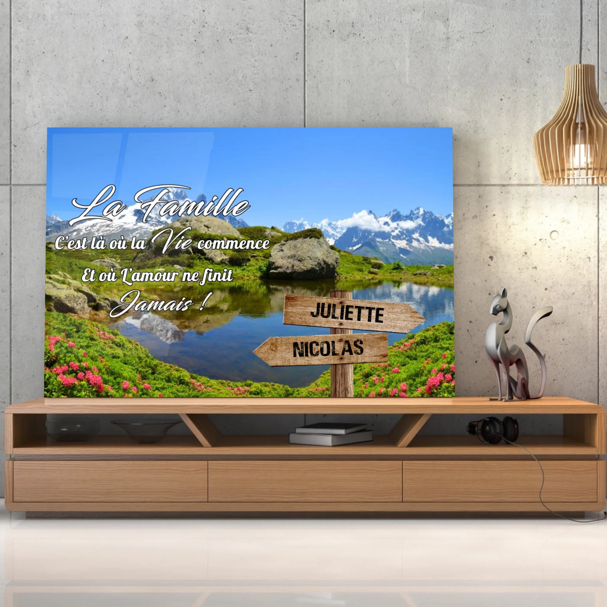 Tableau prénoms - plaine et montagne (famille) Toile Unique.fr