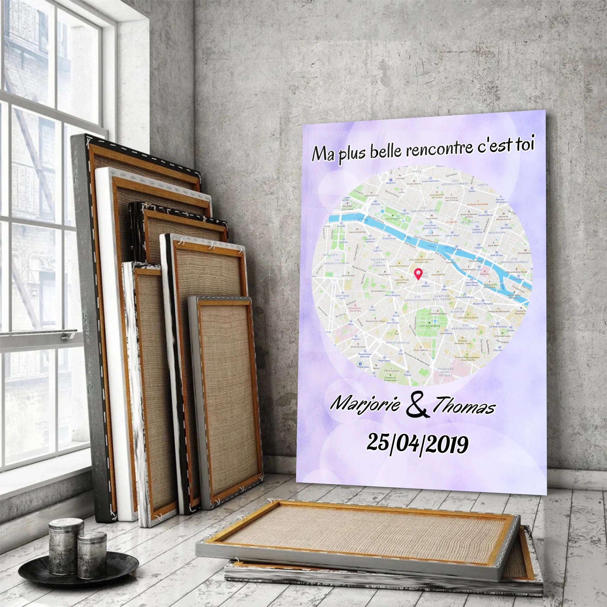 Tableau Maps Style - Rond Toile Unique.fr