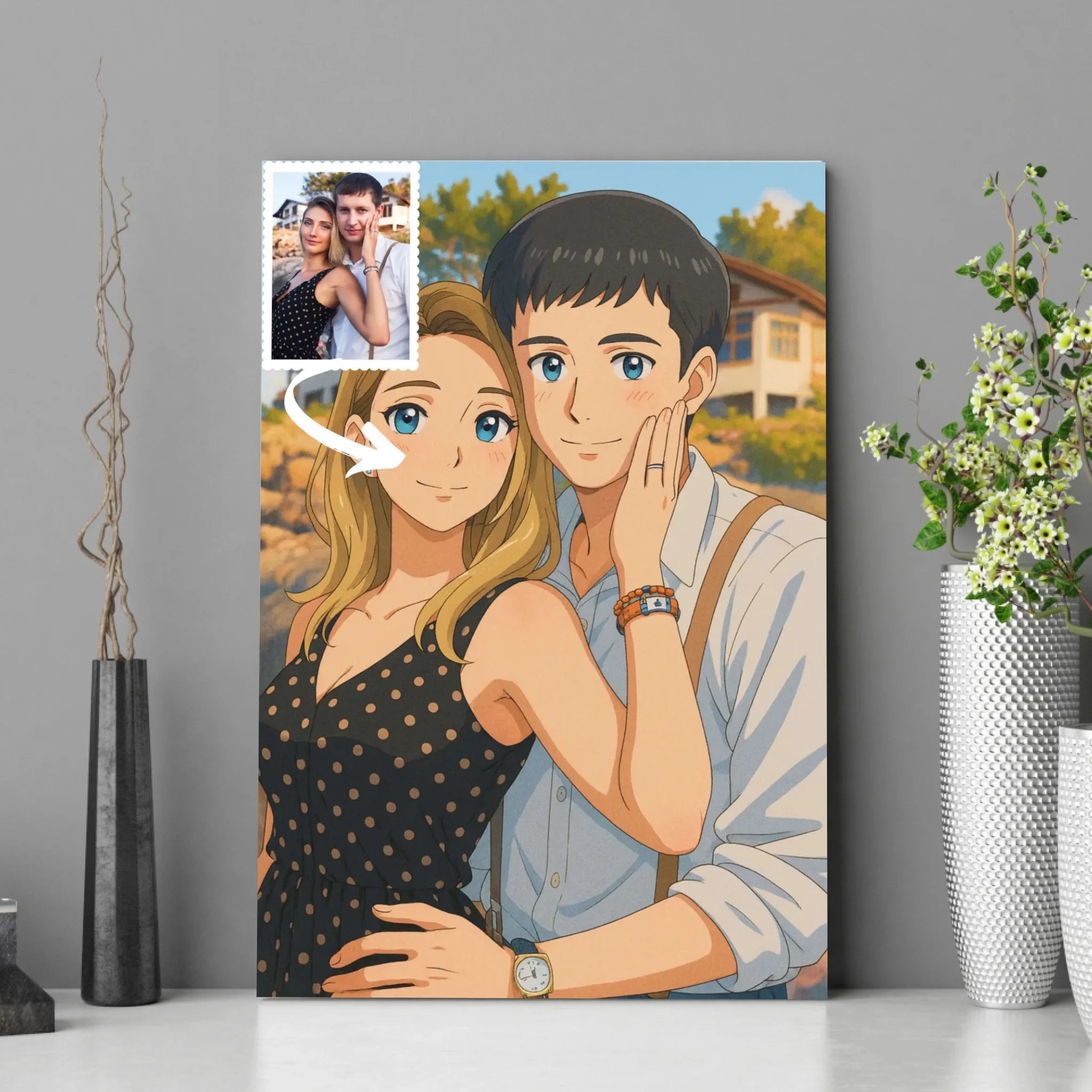 Portrait personnalisé style anime japonais manga Toile Unique