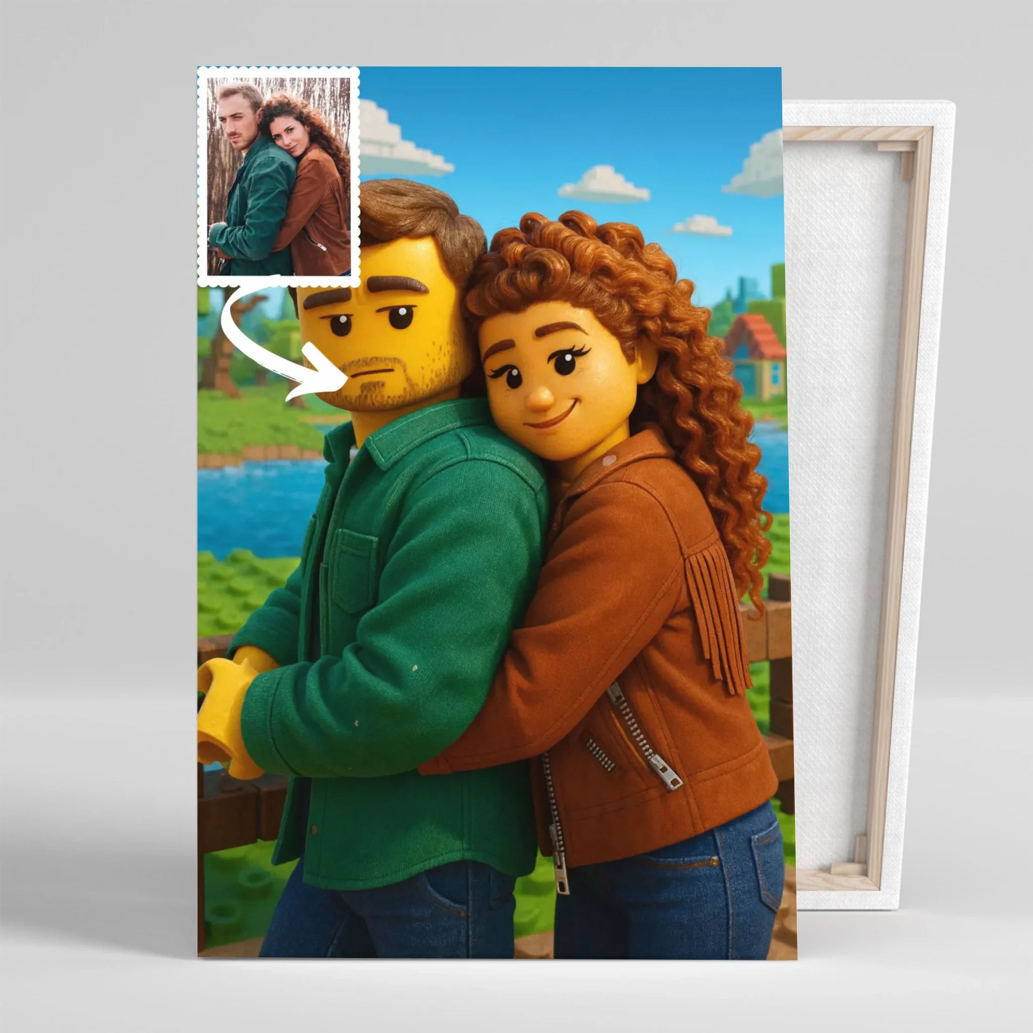 Portrait personnalisé style LEGO 3D Toile Unique