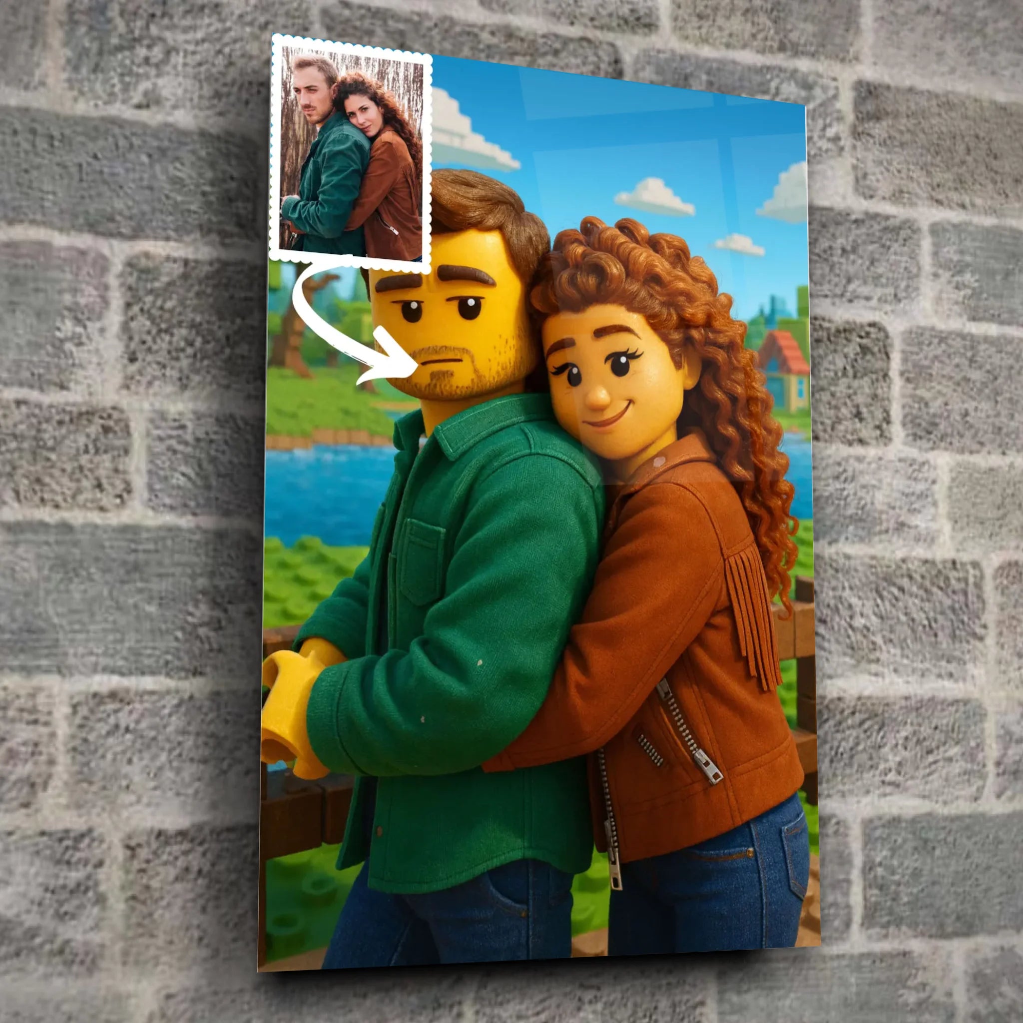 Portrait personnalisé style LEGO 3D Toile Unique