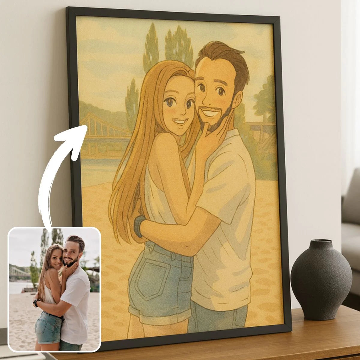 Portrait personnalisé style anime japonais Ghibli Toile Unique